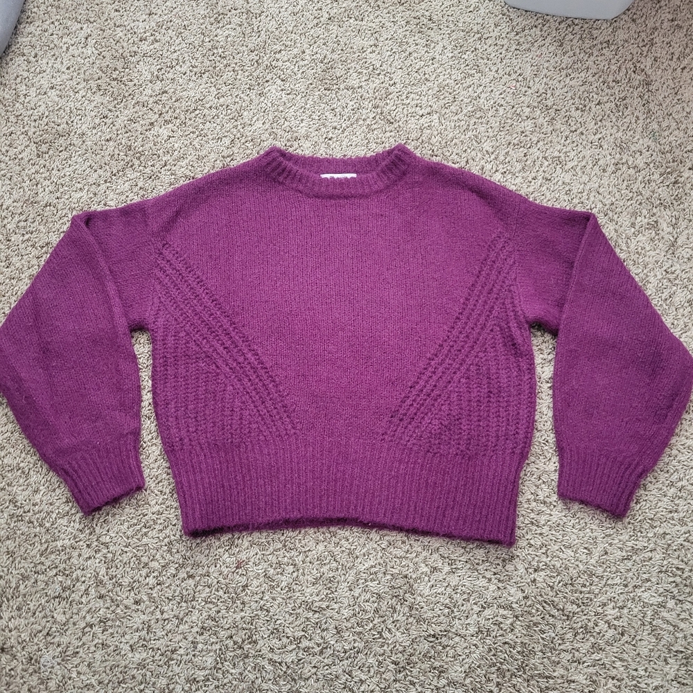 Madewell Woold Blend Wedge Sweater Mulled Wine Red Purple Burgundy Size Small